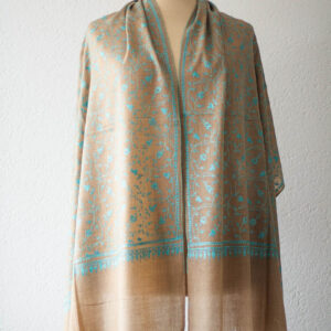 Schal Pashmina tobacco mit flächiger Sozni-Stickerei