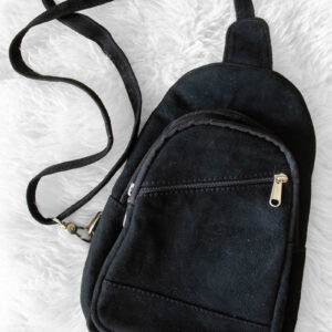 Sling-Rucksack Wildleder schwarz