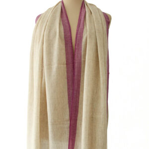 Schal Cashmere beige mit violett Rand