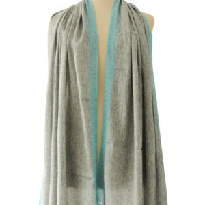 Schal Cashmere grau mit türkis Rand
